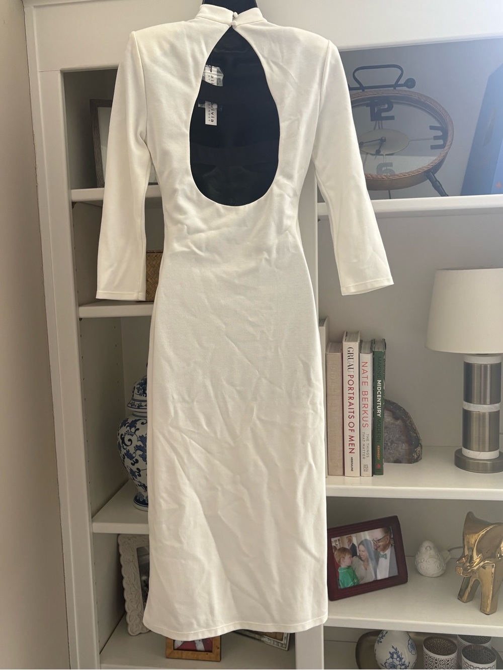 NWT Alice + Olivia White Cutout With Black Straps Midi Dress